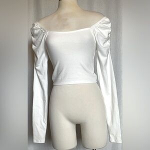 Adelaide ruched puff sleeve crop top